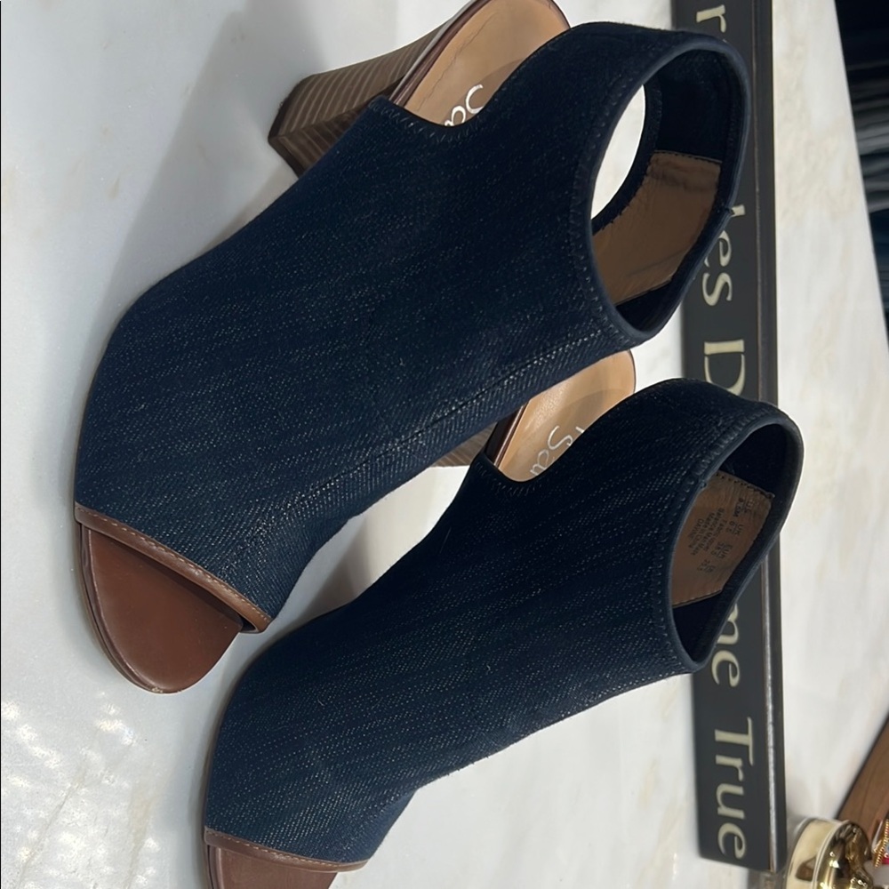 Franco Sarto Blue and Brown Wedge Sandals